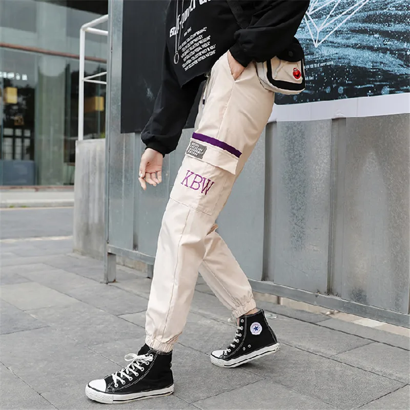 Женские брюки с высокой талией большими карманами багги свободные тактические