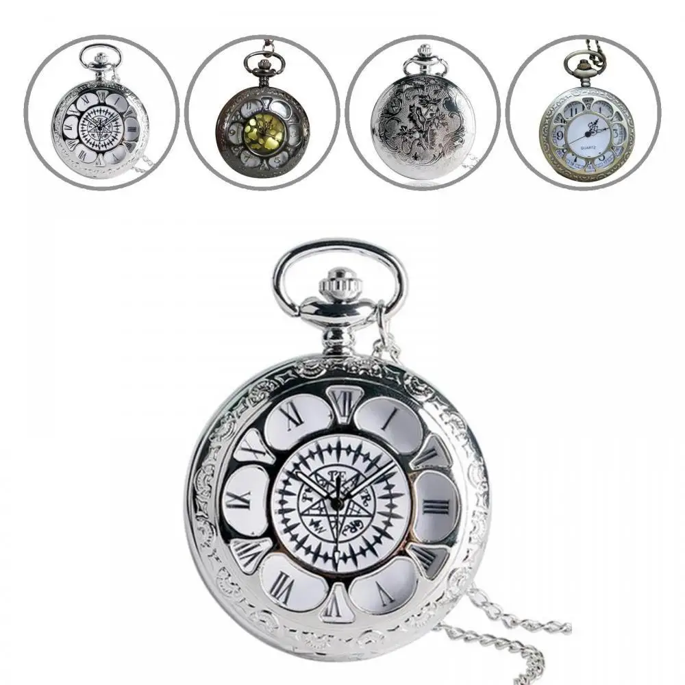 

Unisex Hollow Flower Round Dial Arabic Roman Numerals Chain Quartz Pocket Watch
