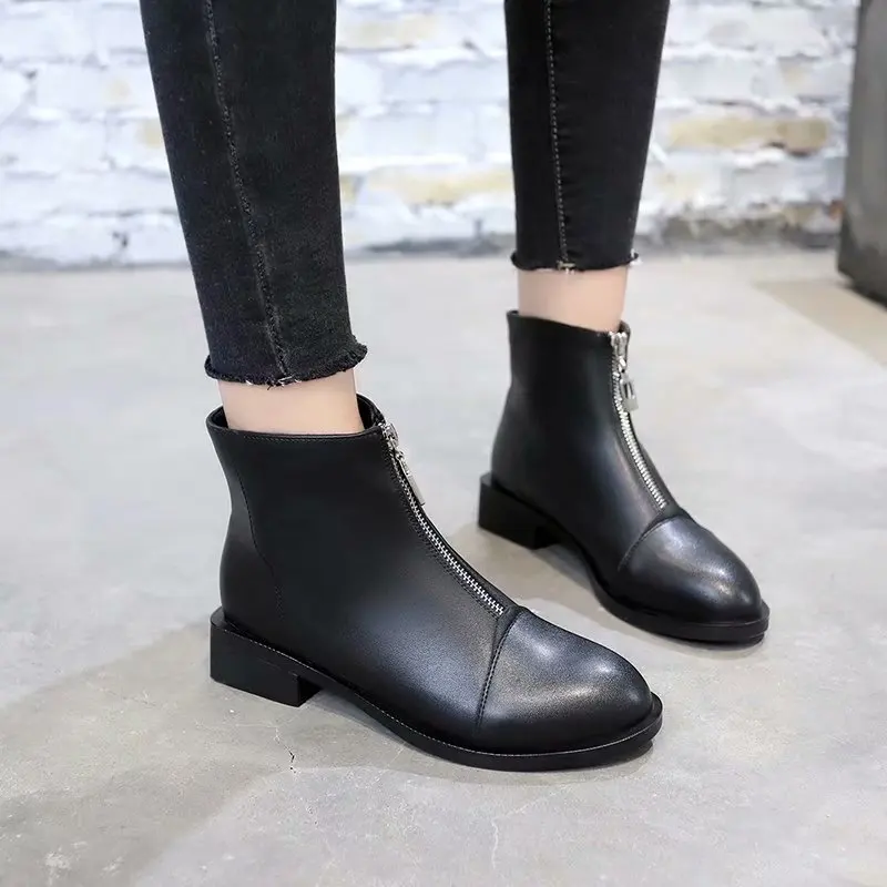 Женские ботинки Martin Сезон осень-зима Элегантные женские черные кожаные Очень