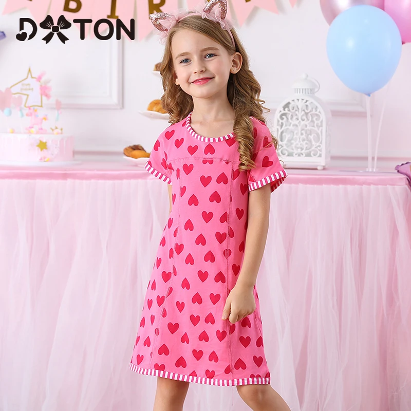 Одежда для маленьких девочек Dxton платье принцессы с сердечками прямое летнее без