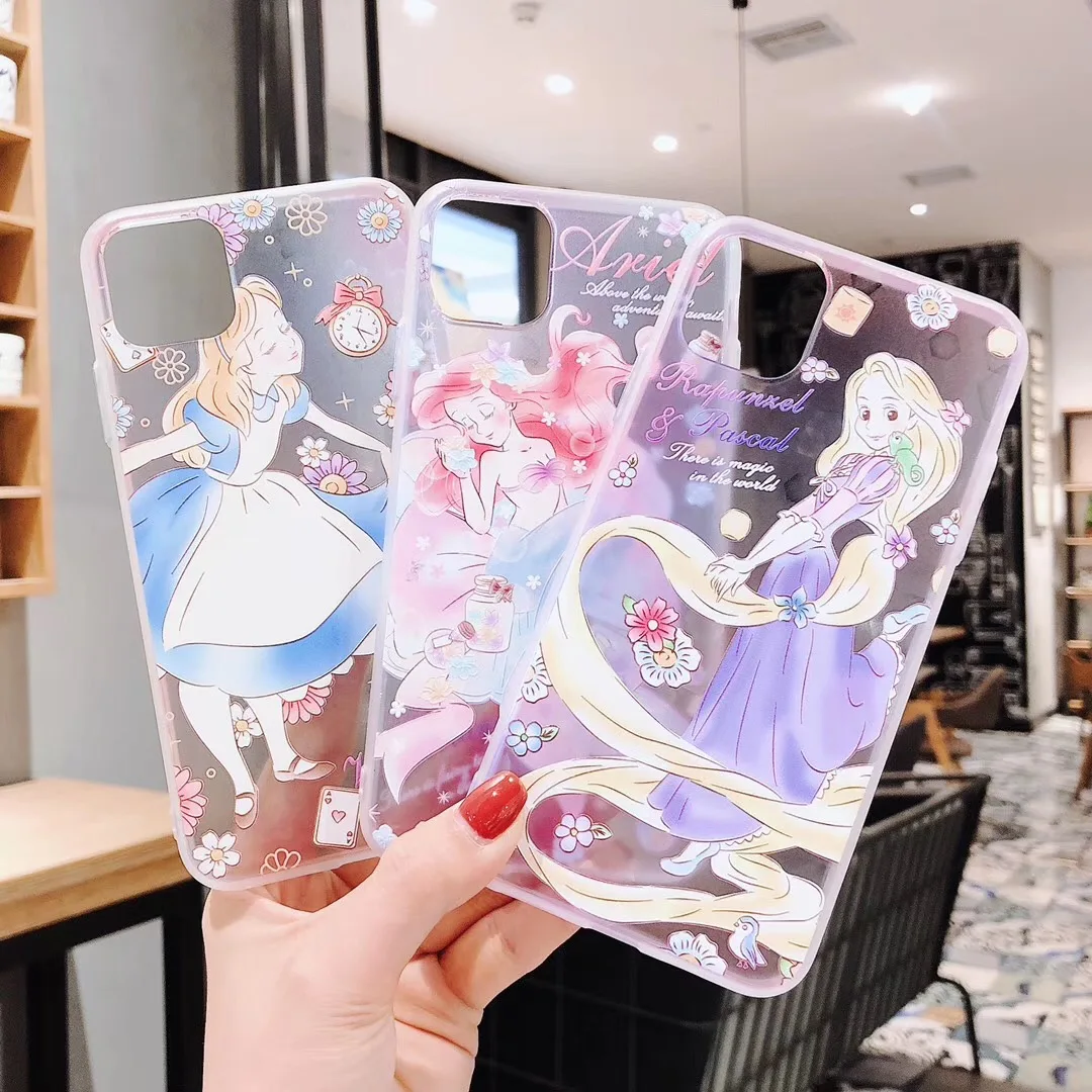 Cute Cartoon Princess girl Alice Mermaid Rapunzel Phone Case For Apple iPhone 7 8 7Plus 8Plus 11 Pro X XS Max XR soft tpu Cover |