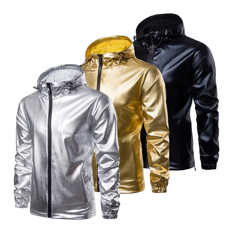 MJARTORIA осенние куртки с тиснением мужские золотые серебряные на молнии