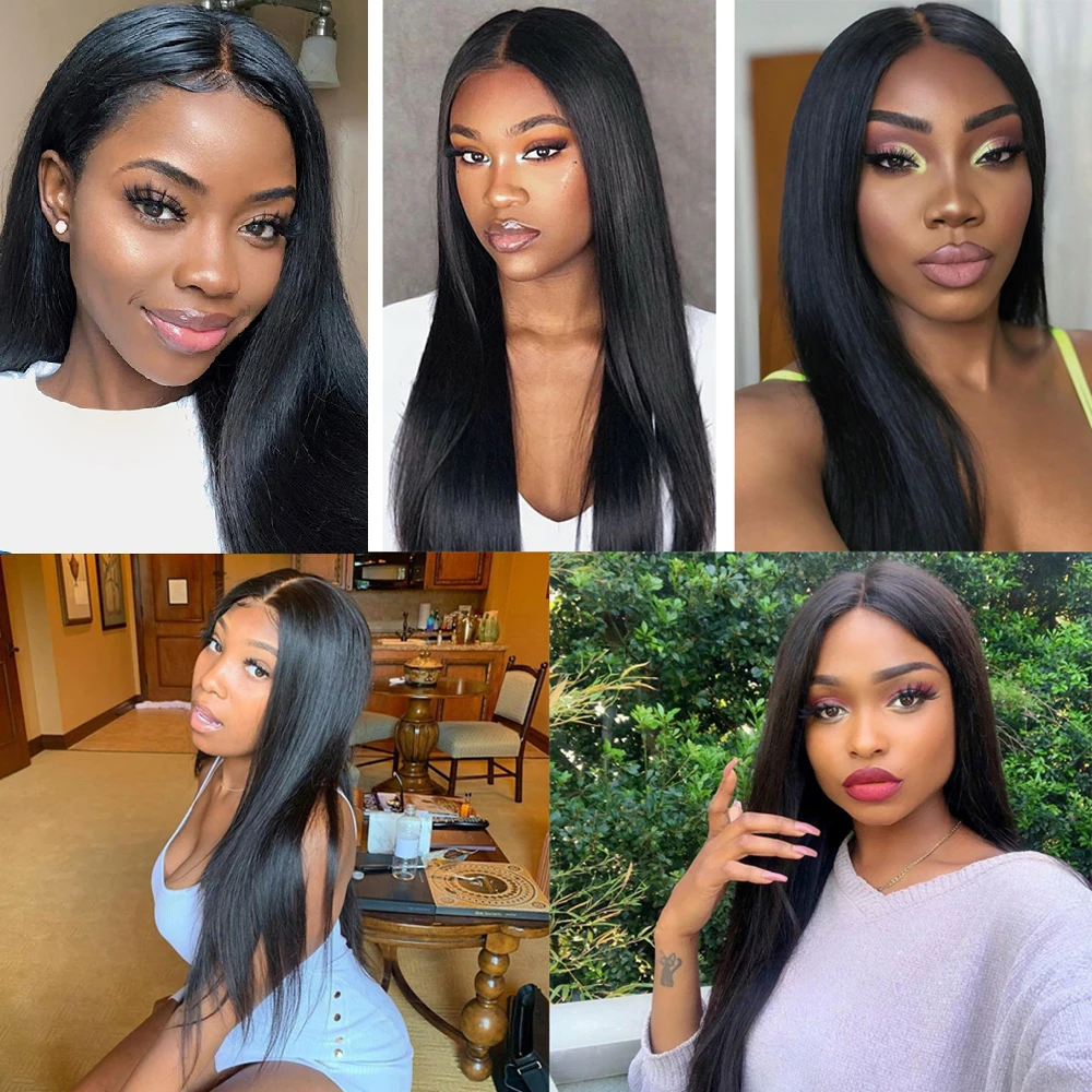 Прямые передние парики из человеческих волос на сетке предварительно выщипанная