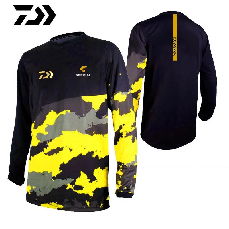 

Shirt Men Fishing TShirts Long Sleeve Fishing Clothes Anti-UV O-Neck Quick Dry Thin Cycling Clothing Fishing Jersey