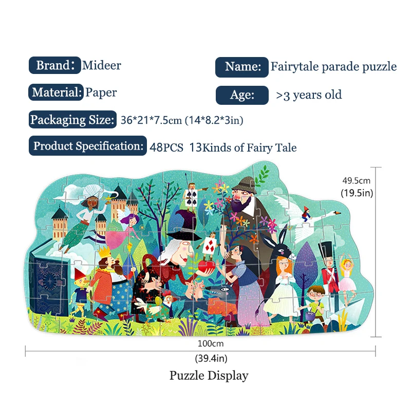Mideer детские игрушки пазлы 48 шт. Обучающие бумажные Мультяшные сказочные