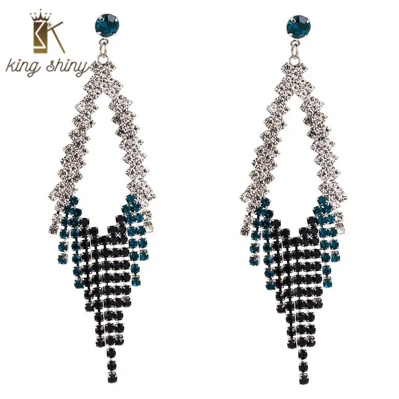 

2020 Za New Arrivals Luxury Crystal Statement Earrings for Woman Bright Rhinestone Inlay Wedding Party Tassel Earrings for Woman