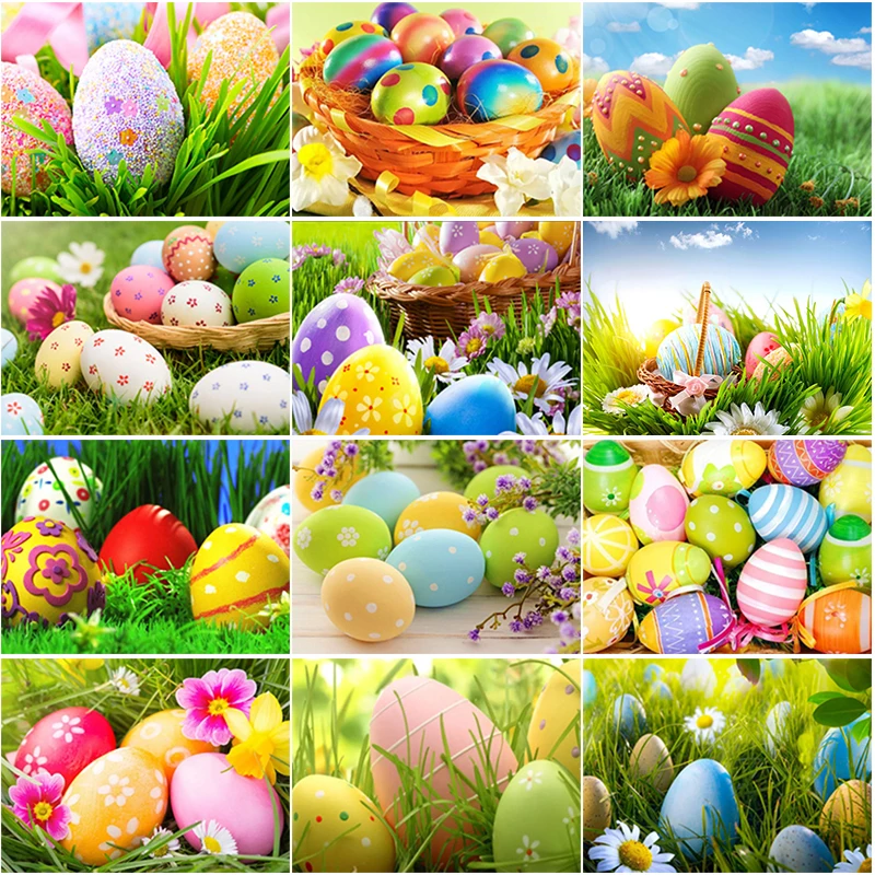 

DIY Colorful Egg Full Round 5D Diamond Painting Embroidery Cross Stitch Kit Interior Decoration Rhinestone Drills Wall Picture