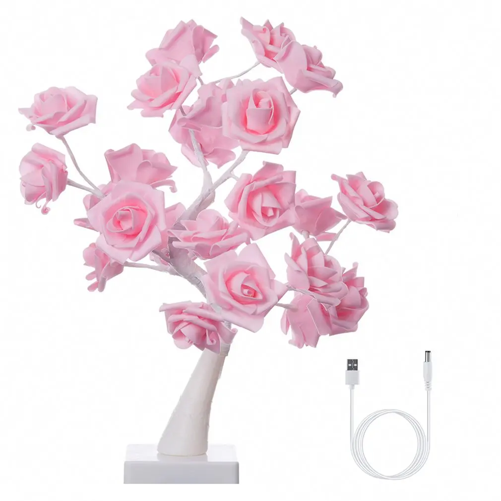 

LED Table Lamp Rose Flower Tree USB Night Lights Home Decoration LED Table Lights Parties Xmas Christmas Wedding Bedroom Decor