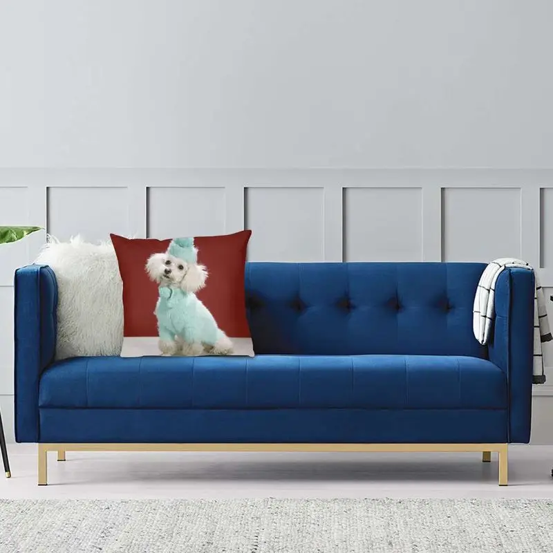 1970s белый Пудель синий свитер наволочка для подушки диван гостиная домашняя