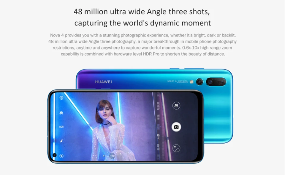 DHL Быстрая HuaWei Nova 4 4G LTE мобильный телефон Kirin 970 Android 9,0 6," ips 2310X1080 8 Гб ram 128 ГБ rom МП отпечаток пальца