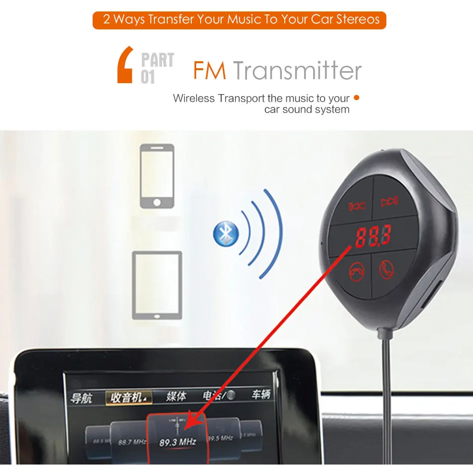 Автомобильный MP3 музыкальный плеер fm-передатчик модулятор AUX Out Bluetooth Handsfree Kit для телефона USB флэш слот карты Micro SD