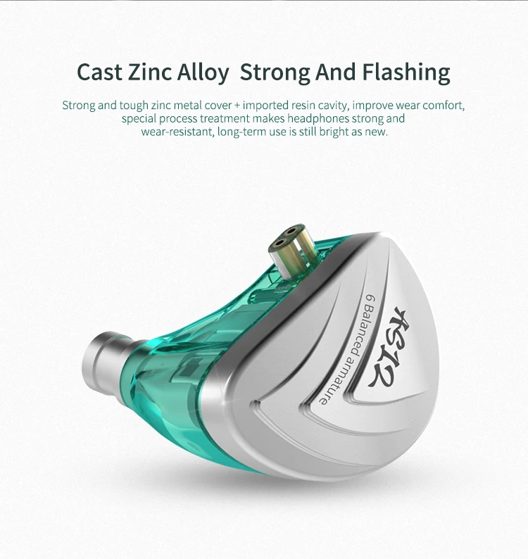 KZ AS12 6BA Drive Units In Ear Earphone 6 Balanced Armature HIFI Monitoring Earphone Headset Earbuds KZ AS16 AS10 ZS10 CCA C16