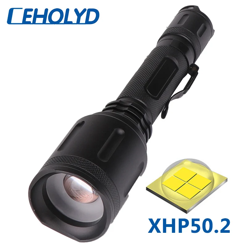 

Светодиодный фонарик XHP50.2, 4 ядра, масштабируемый фонарик, Водонепроницаемый IPX6 Power, 2 шт., аккумулятор 18650, регулируемый фонарик для кемпинга