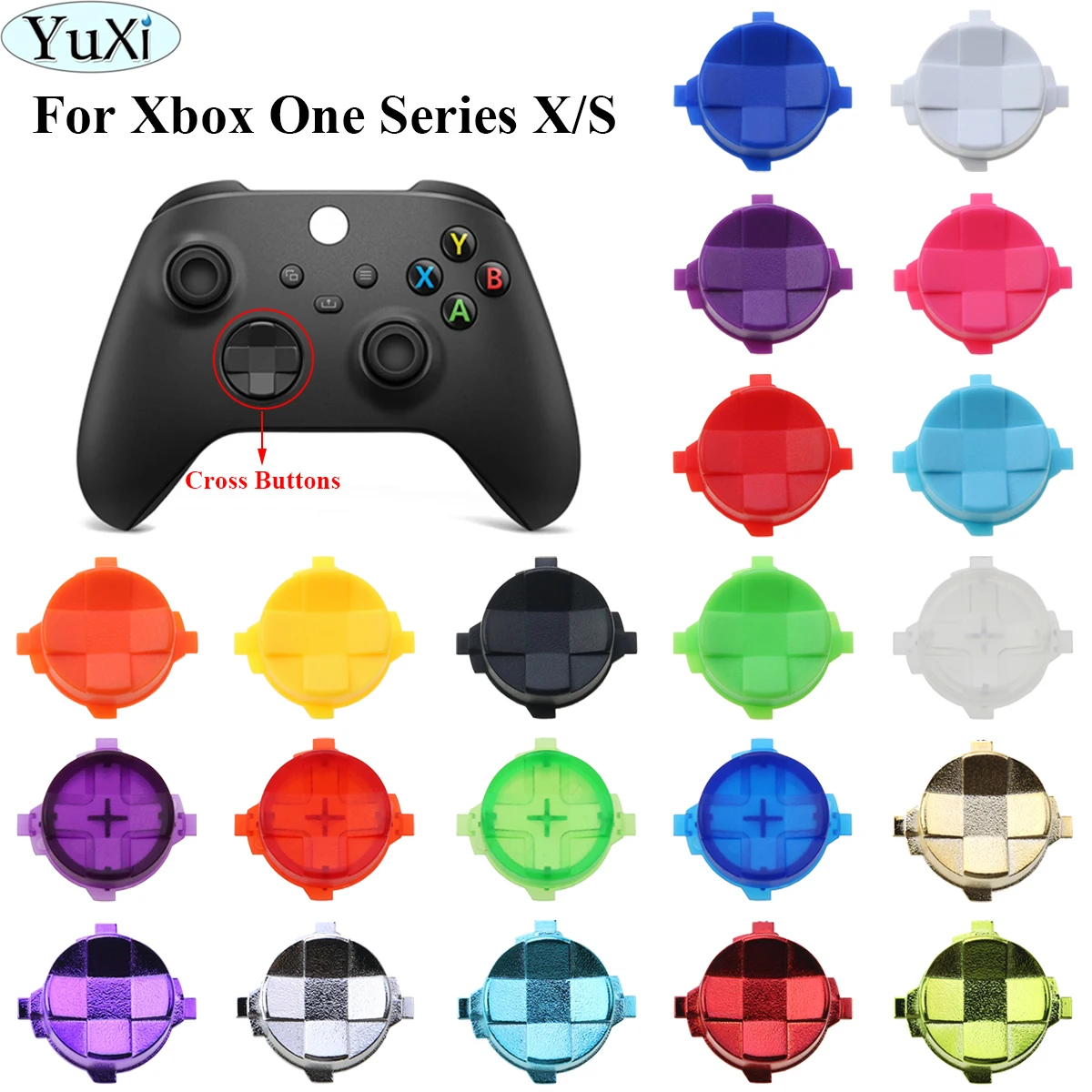 

YuXi Plastics/Chrome Cross Direction Button Key for Xbox Series X S Controller Gamepad Button DPad Key Set Repair Parts