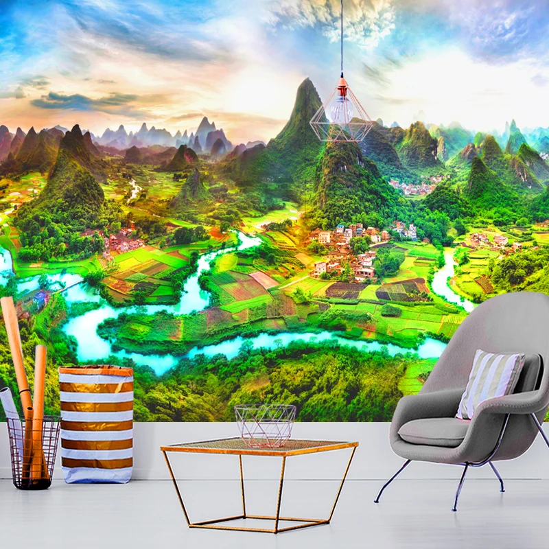 Пейзаж гобелен красивый альпинистский пейзаж пасторальный природный для