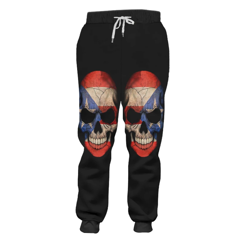 Брюки UJWI унисекс с принтом черепа брендовые Джоггеры со скелетом черные