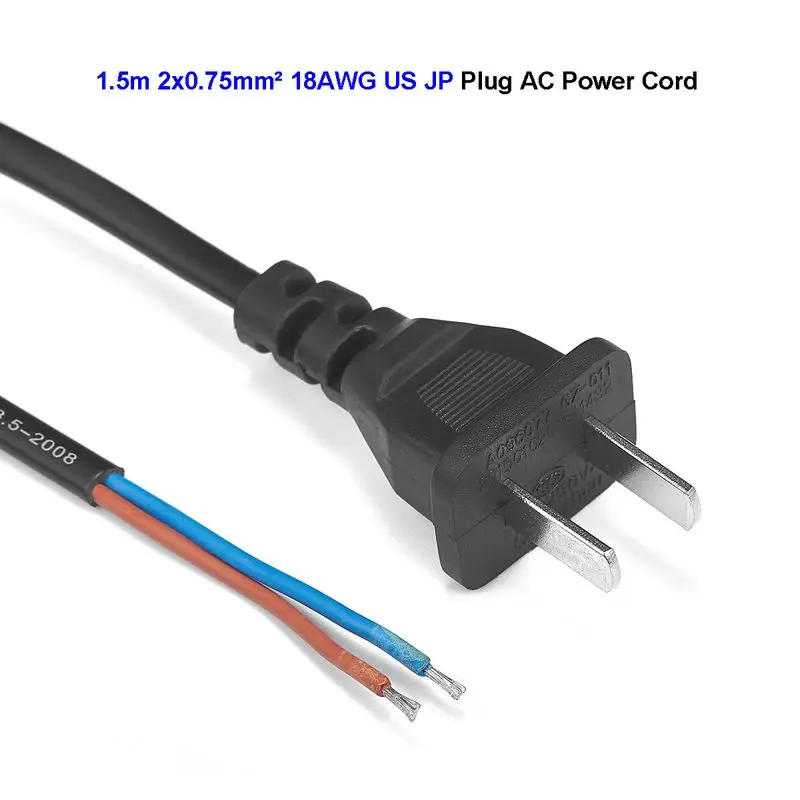 

US Plug Power Cable Adapter 18AWG Pigtail Electric Wire Japan Replacement Power Supply Cord For Extension Socket Lamps LED Light