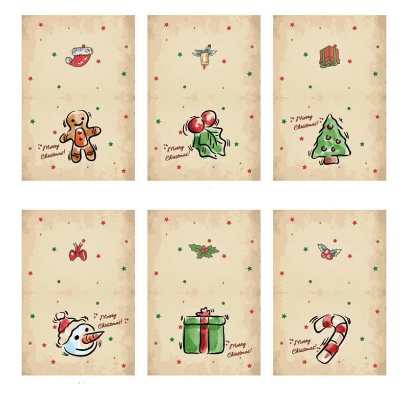 6 шт./лот ретро крафт рождественские поздравительные открытки новогодние подарки