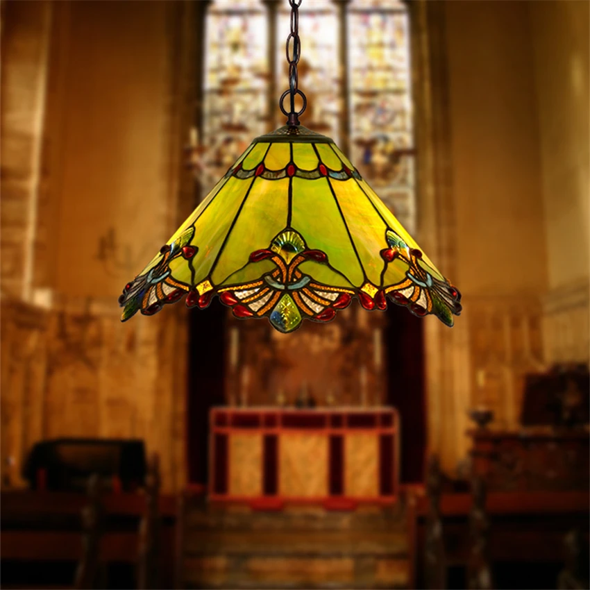 

Umbrella stained glass Tiffany pendant lights bedroom living room English neoclassical study dining hanging lamps deco fixtures