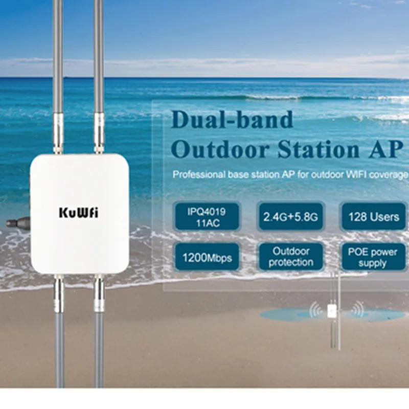 KuWFi Гигабитный беспроводной маршрутизатор 1200 Мбит/с CPE Router802.11AC двухдиапазонный POE