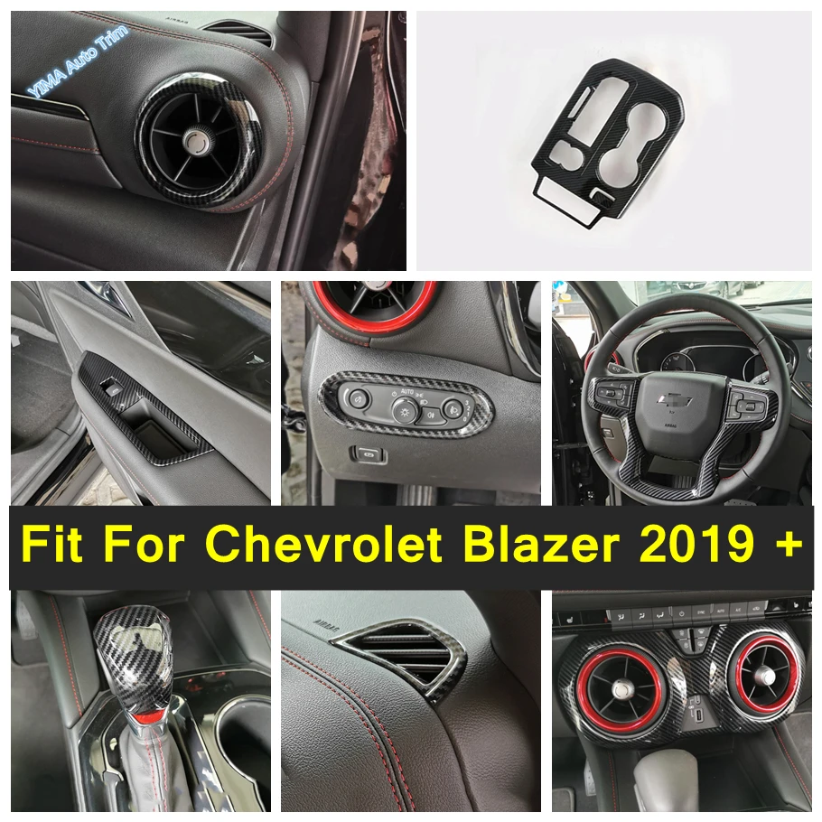 

Interior Accessories Fit For Chevrolet Blazer 2019 - 2022 Steering Wheel / Gear Shift Knob Head Handball / AC Cover Trim ABS