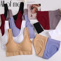 women tops set wireless bras panties sexy lingerie female underwear camis push up brassiere for woman tank crops suit lingerie