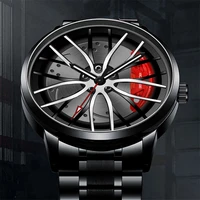 2022 luxury mens sports car wheel watches fashion men stainless steel creative wheel hub waterproof quartz clock reloj hombre
