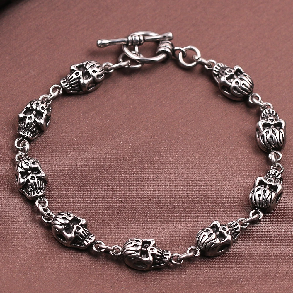 Мужской браслет с головой призрака ювелирные изделия винтажные уличные Рок