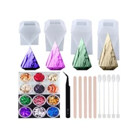 diy crystal epoxy mold 27 pieces set square stereo conical crystal ornaments homemade candle silicone mold