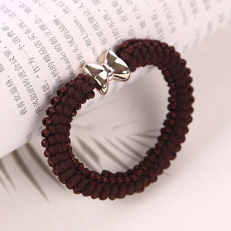 

4pcs/lot 2021 New Thick Ponytail Hair Tie Elastic Rubber Band For Girls Gold Bowknot Hair Band For Women Fashion Accessories Gum