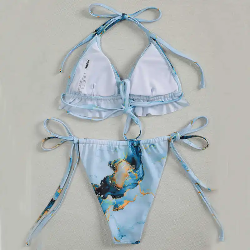 

Ruffled Bikini Set Women High Waist Swimwear Two Piece Swimsuit 2021 Beachwear New Bathing Suits Brazilian