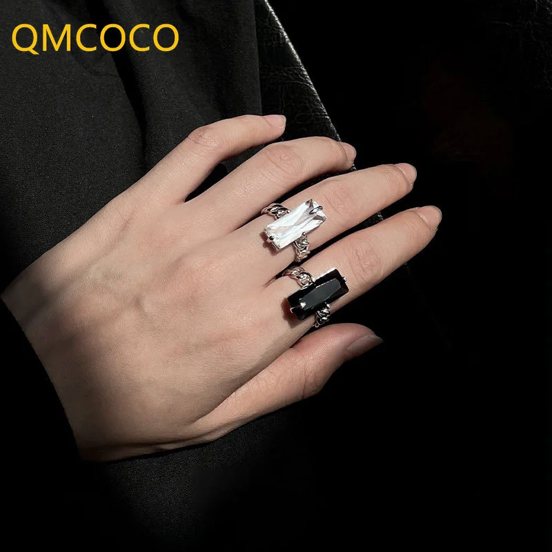 

QMCOCO регулируемое кольцо для женщин в стиле ретро с крупным цирконием