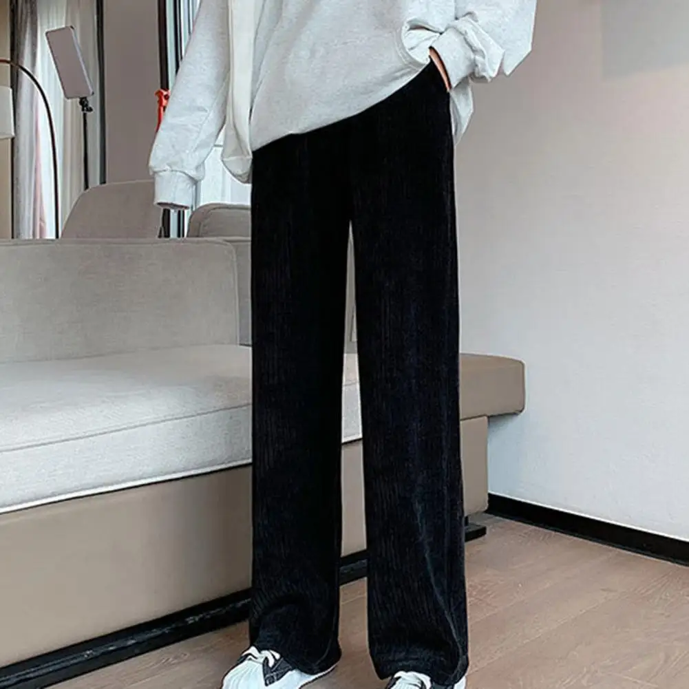 

Soft Texture Stylish Straight Leg Female Pants Washable Women Pants High Waist for Autumn Winter