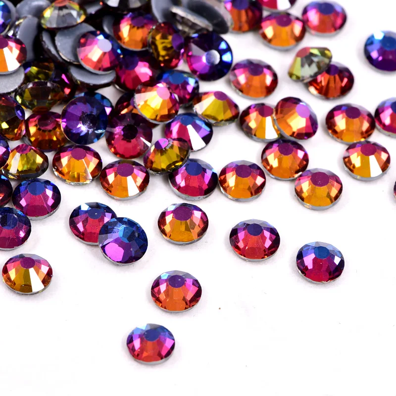 5 размеров синие вулканические Стразы с горячей фиксацией Flatback Стеклянные стразы