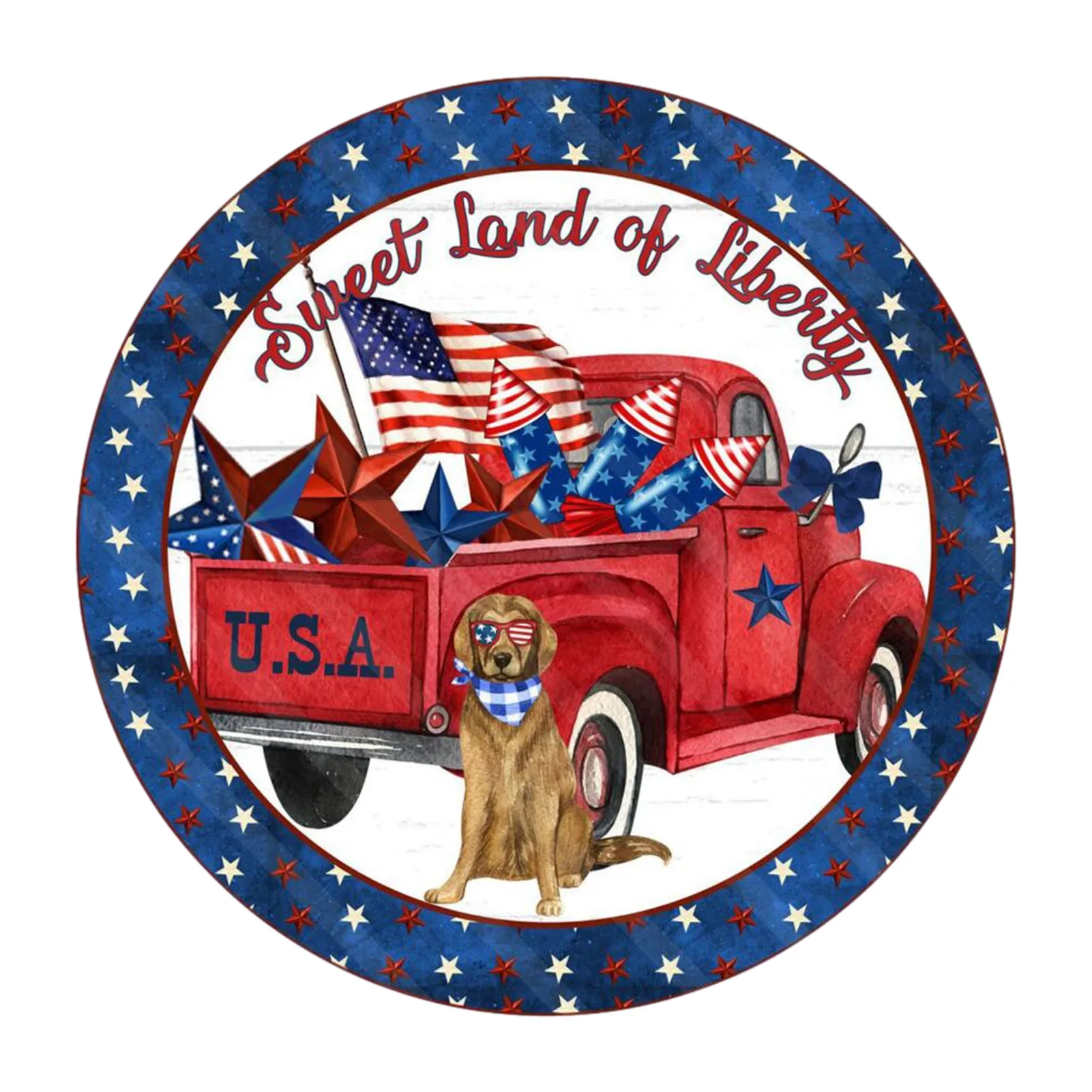 

kennel Pendant Hanging Wooden Sign US Independence Day Ornaments Door Garland Boards sweet land of libeity letter decoration