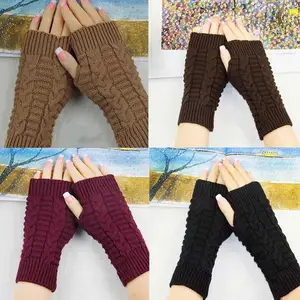 2021 New Women Winter Soft Half-finger Woolen Flat Wool Gloves Winter Unisex Gloves Mittens Knitting Gloves Half Finger War I5M2
