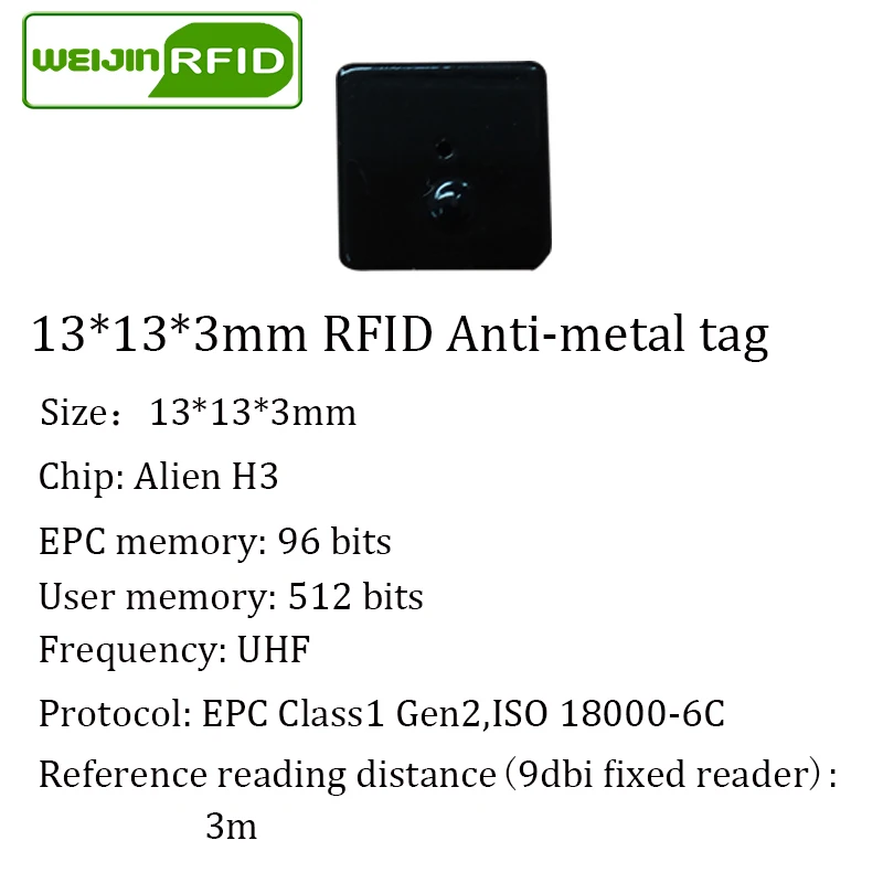 UHF RFID Метка 915 м 868 Alien H3 EPC ISO18000 6c 100 шт. Бесплатная доставка 13*13*3 мм запасные части