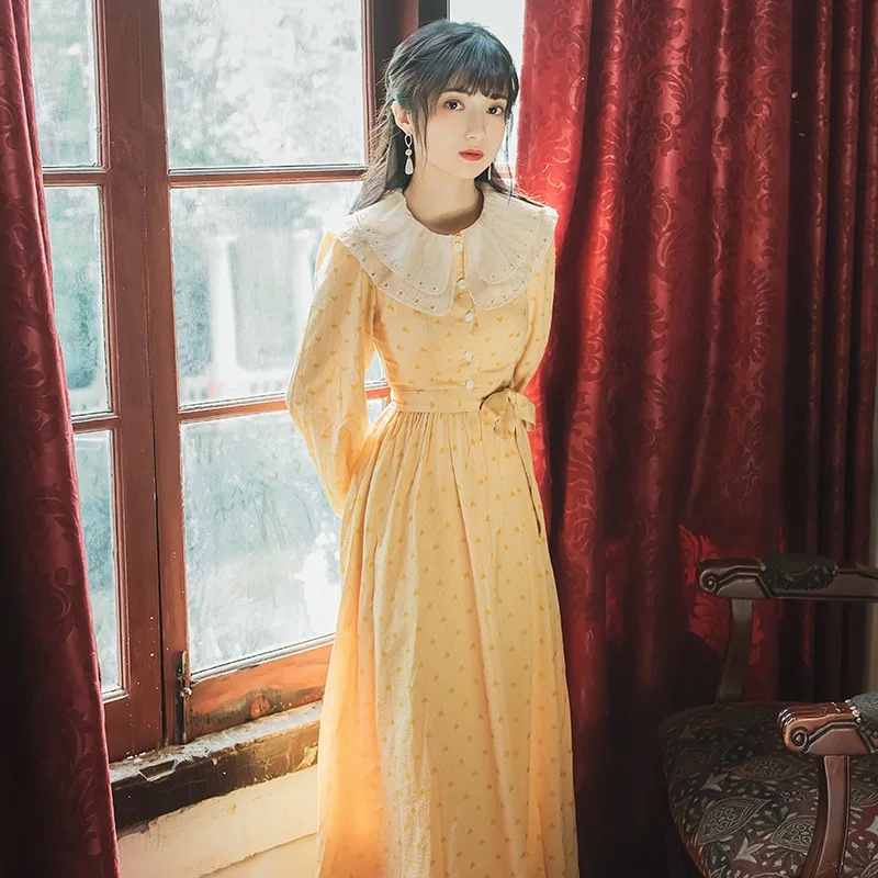Новинка 2019 модная женская одежда винтажное платье с воротником в стиле питер пэн