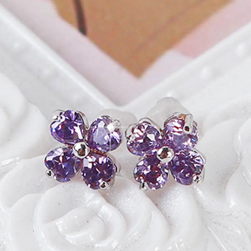 925 Стерлинговое Серебро фиолетовая фотосессия цветок Женская Девушка девушка