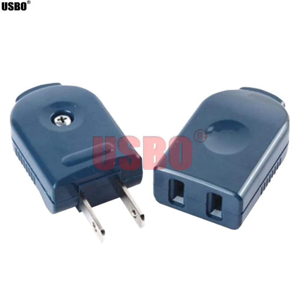 Синий Американский 2 контактный разъем 10 А 250 В с вращением на 90 градусов|us socket|adaptor