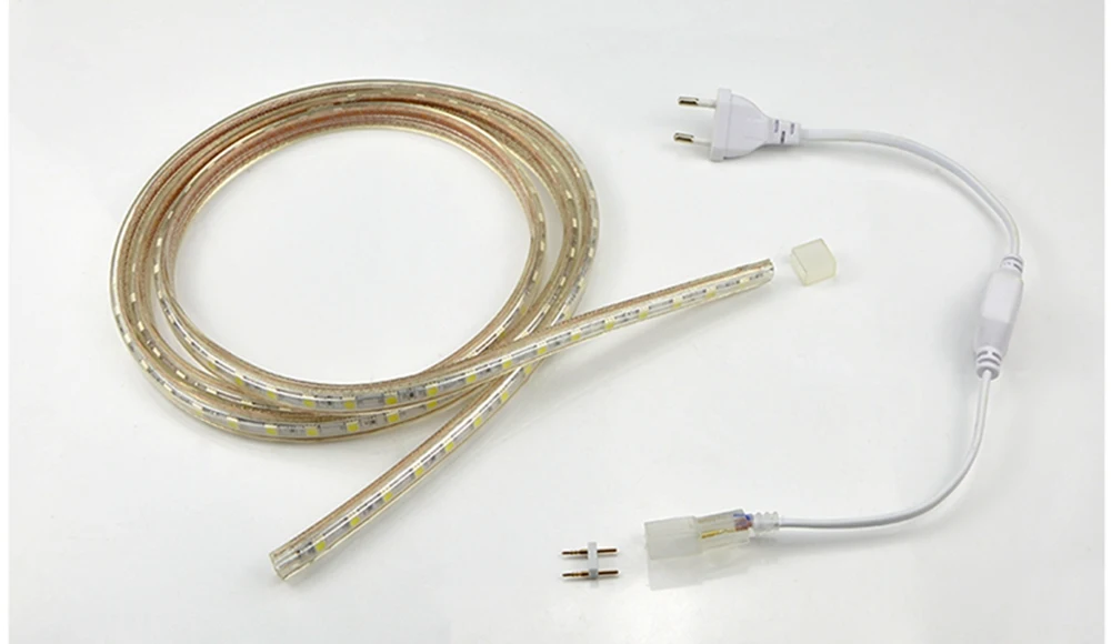AC220V SMD 5050 Светодиодные ленты гибкий светильник 60 светодиодный s/M Водонепроницаемый светодиодный лента светодиодный светильник с Мощность штекер Адаптер длиной 1 м/2 м/5 м/8 м/10 м/15 м/20 м/ 50 м/100 м