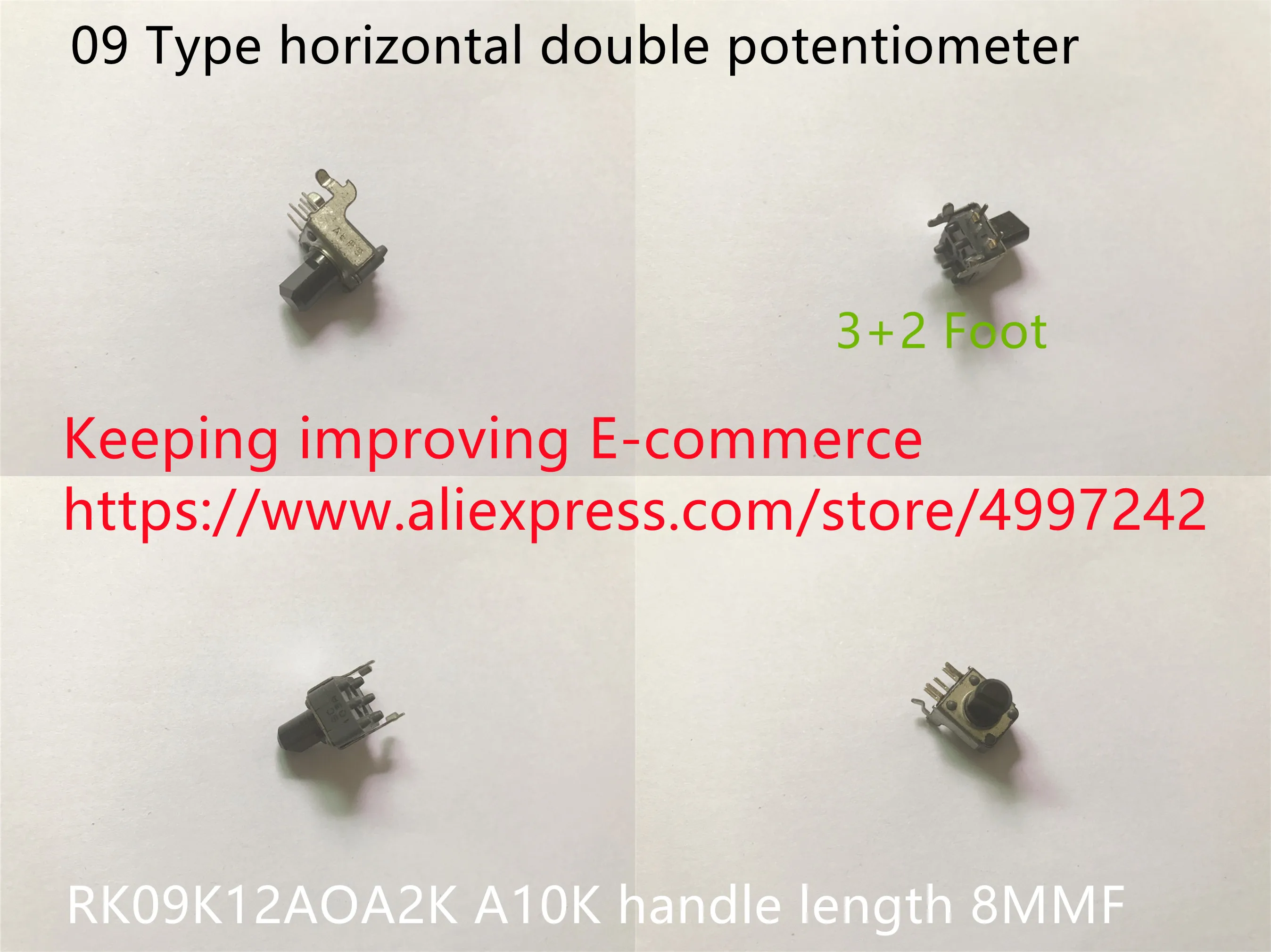 Оригинальный новый горизонтальный двойной потенциометр 100% 09 типа RK09K12AOA2K A10K