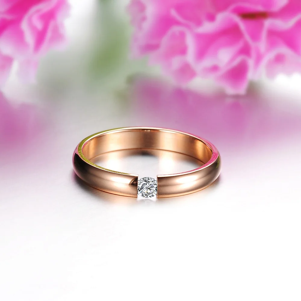 Женское кольцо с кристаллами JeeMango розовое золото/белый/черный цвет обручальное