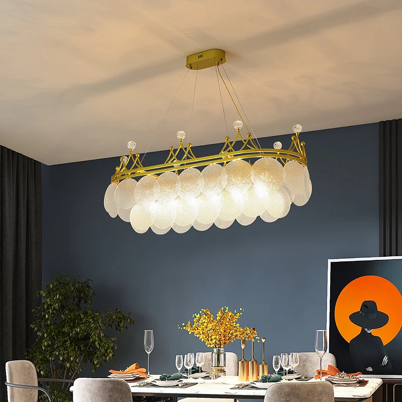 Современная роскошная хрустальная люстра с золотой короной лампа для гостиной