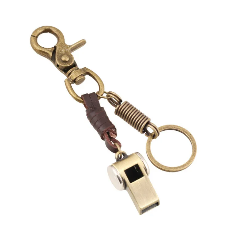 

Fashion Vintage Metal Keychain for Car Bag Alloy Whistle Pendant Keyring Leather Key Chain Women Men Hippie Retro Hiphop Jewelry