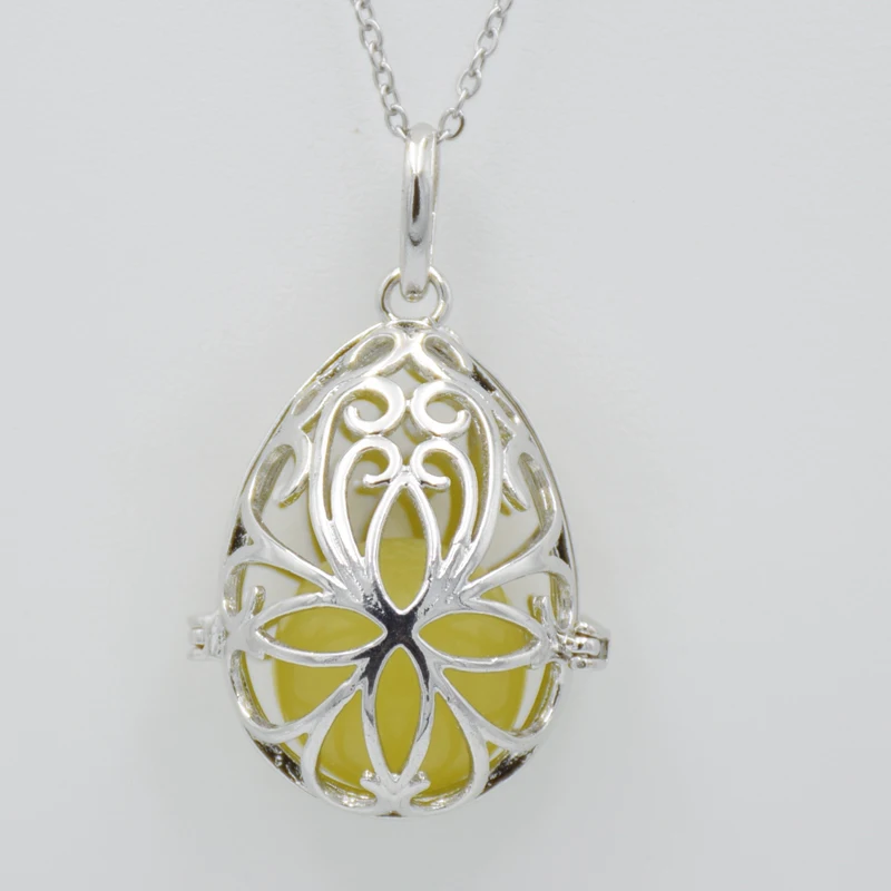 Полый Шарм-клетка в форме яйца горка-медальон кулон ожерелье с натуральным