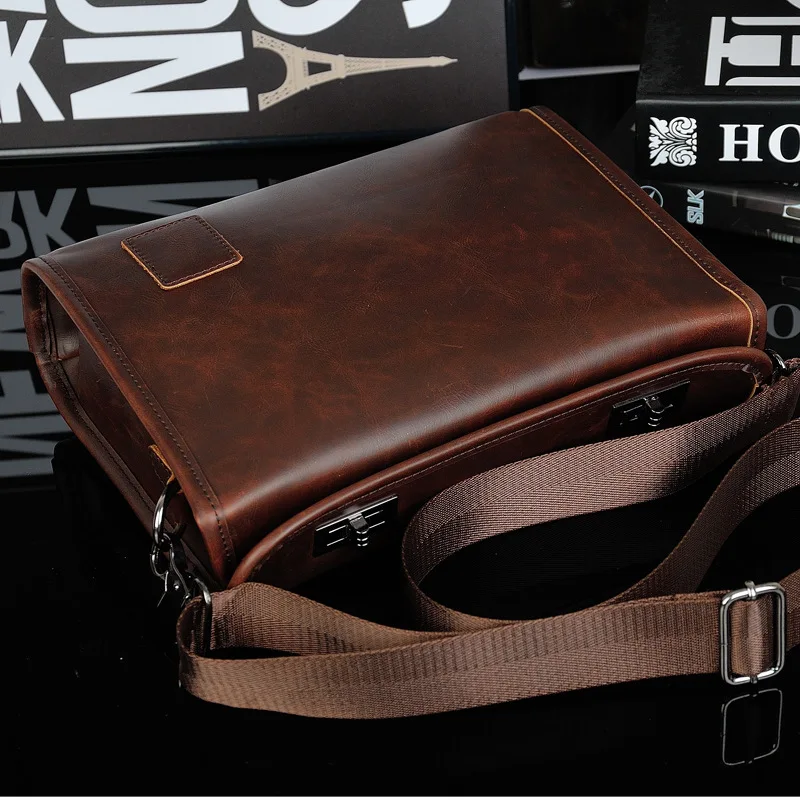 

2021 New Sac Homme Epaule Vintage Crazy Horse Leather Tote Bag Fashion Double Twist Lock Shoulder Briefcase For Man Cross Bags