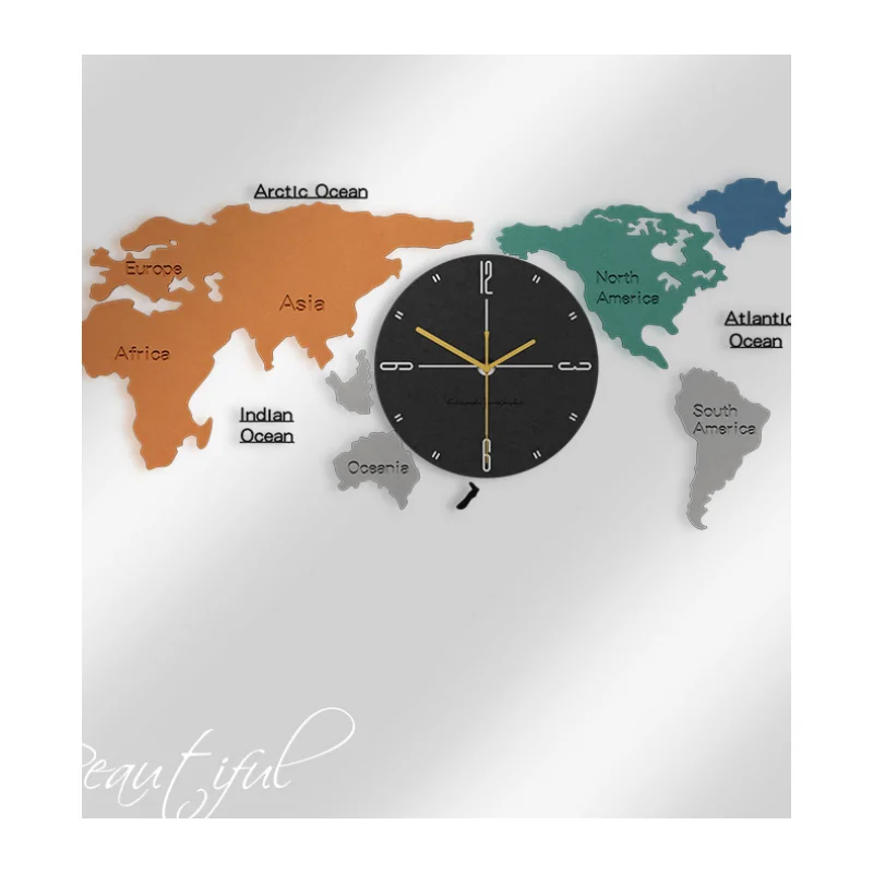 

Unique Acrylic Wall Clock Creative World Map Handmade Iron Wrought Clock 3d Led Nordic Clocks Home Modern Decor Relogio Cozinha