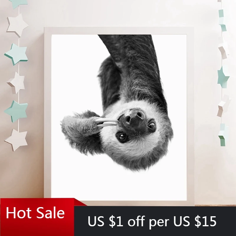 Животное Ленивец декор комнаты Художественная печать и плакат Симпатичные