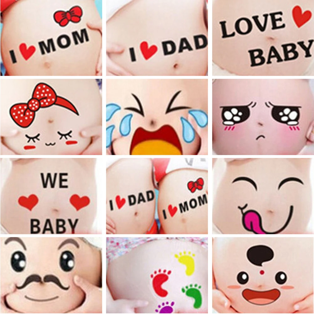 

Pregnant Women Temporary Tattoos For Therapy Maternity Photo Props Pregnancy Photographs Belly Painting Photo Stickers